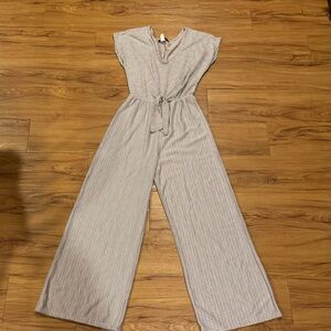 Women's Taupe and White Checkered Jumpsuit Size Small